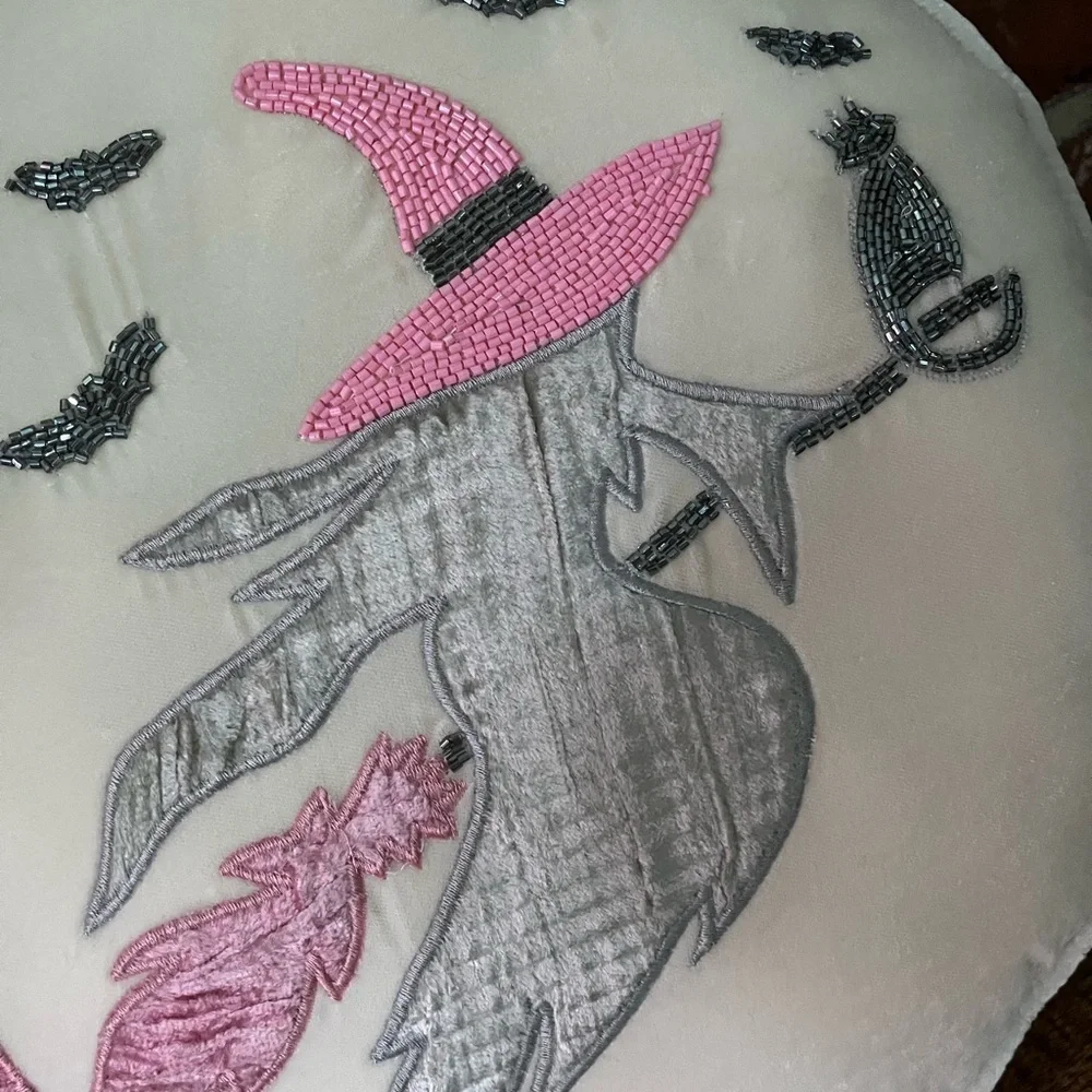 Rachel Zoe, witches pillow, so adorable beaded, and velvet new with tags